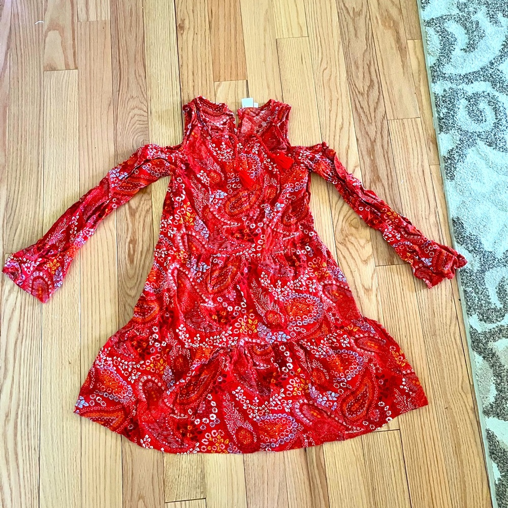 red floral dress